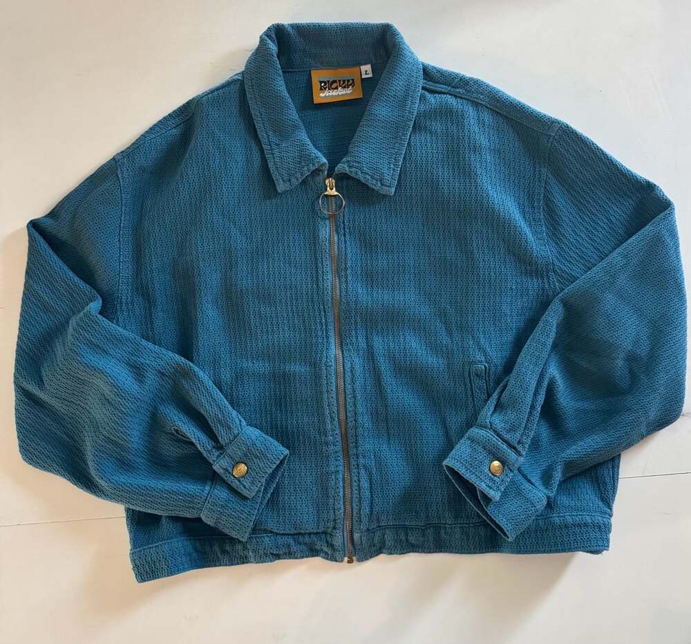 Big Bud Press Teal Blue Waffle Knit Ricky Jacket Size L